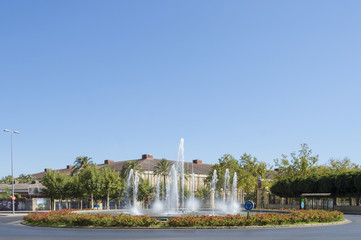 Source in the roundabout of the promenade of stallions, Jerez de la Frontera, in the province of Cadiz, Spain, photo taken on August 9, 2017