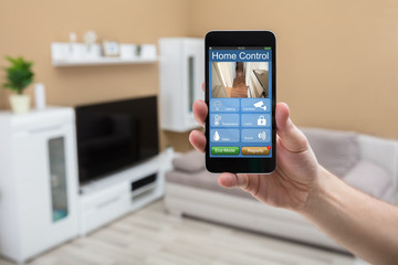 Mobile Phone With Home Control System On Screen
