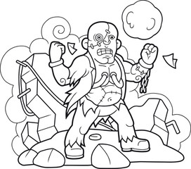 Cartoon funny frankenstein coloring book