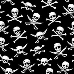 Pirate Pattern / Seamless pirate pattern with Jolly Roger in different variations. 