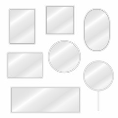Mirrors set in different forms with blurry reflection