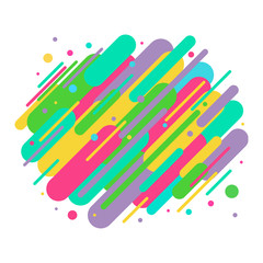 Abstract colored rounded shapes lines in diagonal rhythm.