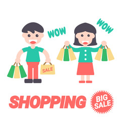 Shopping Big Sale, Vector Illustration. Flat Design Elements.