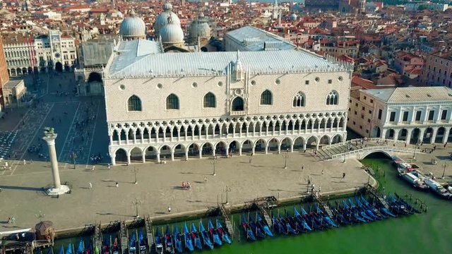 Aerial view of the famous Palazzo Ducale or Doge's Palace in Venice, Italy