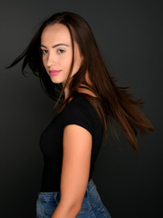 Fototapeta premium Beautiful female face with natural perfect skin