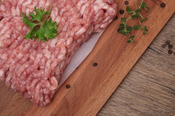 Raw minced meat with pepper, garlic