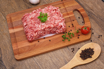 Raw minced meat with pepper, garlic