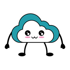 kawaii cloud icon over white background vector illustration
