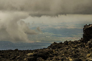 Fototapeta na wymiar View from the heights of Etna Sicily