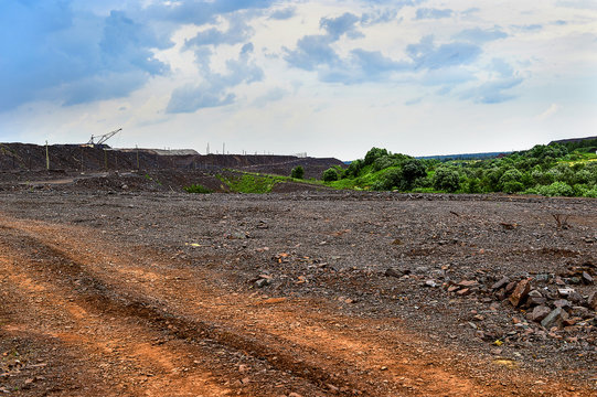 Production area with road and rocks
