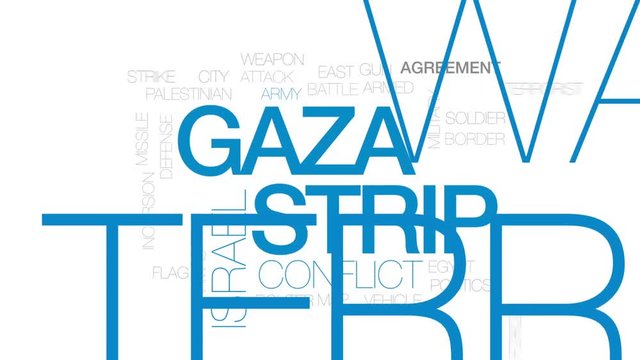 Gaza strip word cloud animation on white background