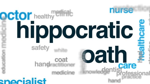 Hippocratic oath animated word cloud, text design animation.
