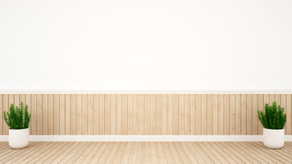plant and wall decoration in empty room for hall or reception artwork- 3D Rendering