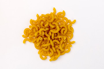 Elbow macaroni pasta white background