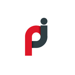 Initial Letter PI RI Linked Rounded Design Logo - obrazy, fototapety, plakaty