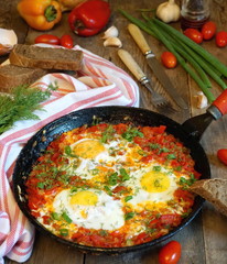 Shakshuka. Fried eggs