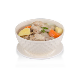 Chicken soup isolated on white 