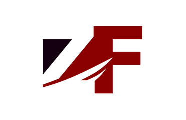 ZF Red Negative Space Square Swoosh Letter Logo 