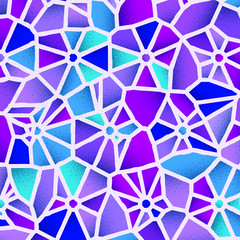 Abstract background with vibrant colors and retro styled vintage dotwork gradients on voronoi grid tiles