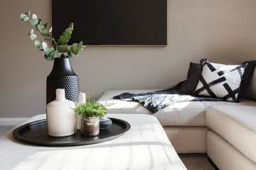 Foto op Aluminium Black accent decor in a luxury family living room © Jodie Johnson