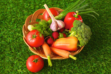 Fresh vegetables on a wooden table. Healthy food. Diet