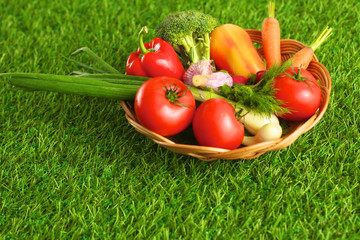Fresh vegetables on a wooden table. Healthy food. Diet