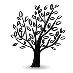 Leaf tree crayon plants Hand drawn Sketch graffiti style design drawing black illustration simple