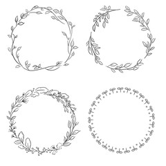 Wreath flower Frame border simple plants leaf cute black lovely 