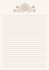 Vintage letter paper from vector.Blank worksheet excercise book. - obrazy, fototapety, plakaty
