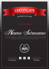 Certificate of appreciation award design template,luxury and premium diploma style.Vector illustration.