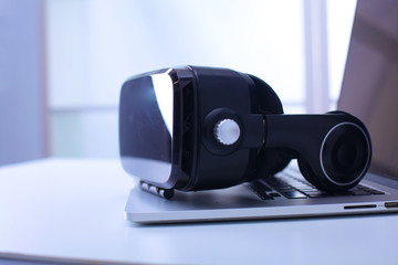 Virtual reality smart-phone headset concept in office