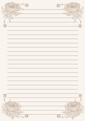 Vintage letter paper from vector.Blank worksheet excercise book.