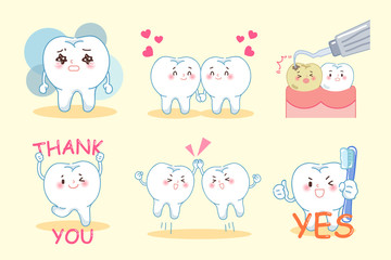 tooth with different emotion