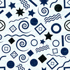 Abstract marine seamless pattern, maritime shapes, vector illustration