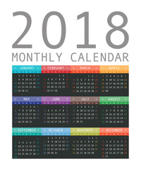 Calendar 2018 year simple style.