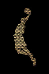 Basketball player dunking designed using geometric pattern graphic vector