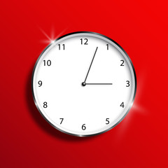 Obraz na płótnie Canvas Wall clock, on a red background, classic. Vector illustration