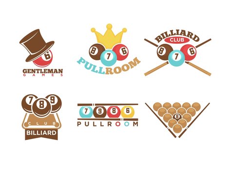 Pool or billiards vector icons set