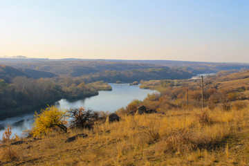 River Southern Bug in Ukraine on autumn