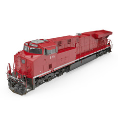 Diesel-electric locomotive on white. 3D illustration, clipping path