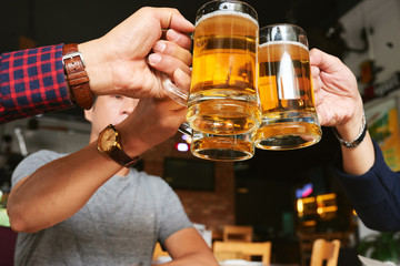 Enjoying beer with friends