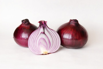 Red onion on white background.