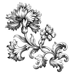 Rose peony flower vintage Baroque Victorian frame border floral ornament leaf scroll engraved retro pattern decorative design tattoo black and white filigree calligraphic vector  - 167431679