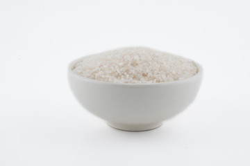 white rice, natural long rice grain for background and texture on white background