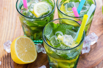 Fresh lemonade with ice
