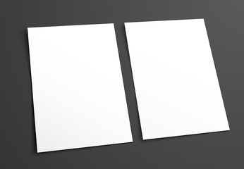 Mockup two white  blank on a black background