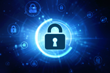 Abstract Technology background.Security concept with padlock icon