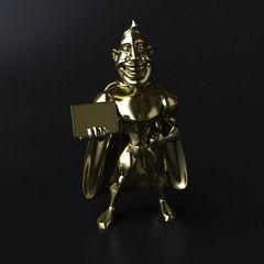 Golden superhero - 3D illustration