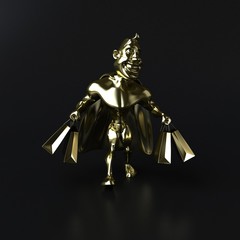 Golden superhero - 3D illustration