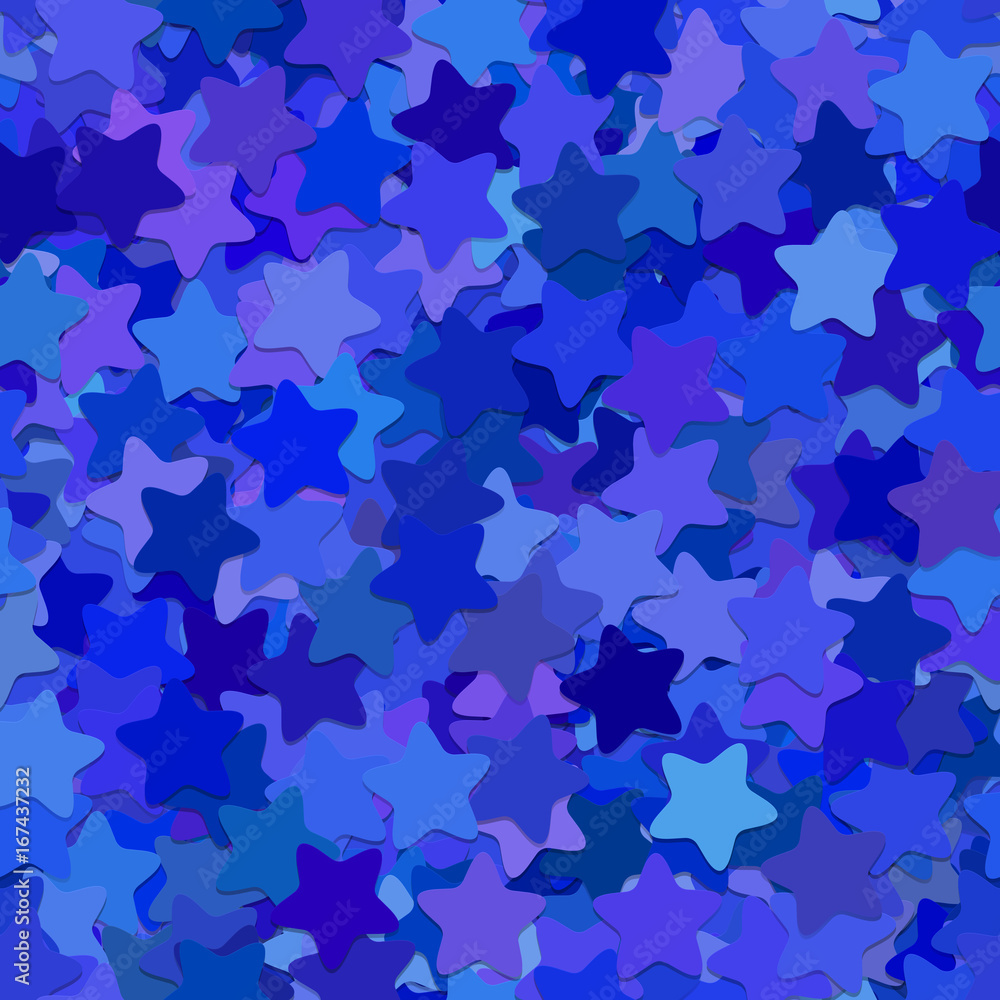 Poster repeating star pattern background - vector illustration from rounded pentagram stars in blue tones w